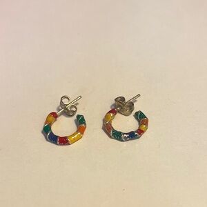 Rainbow Multicolor Enamel Hoop Earrings #pride #rainbow #colorful #joyful